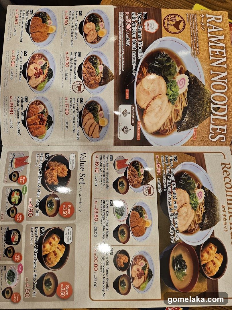 Ramen Noodles Menu