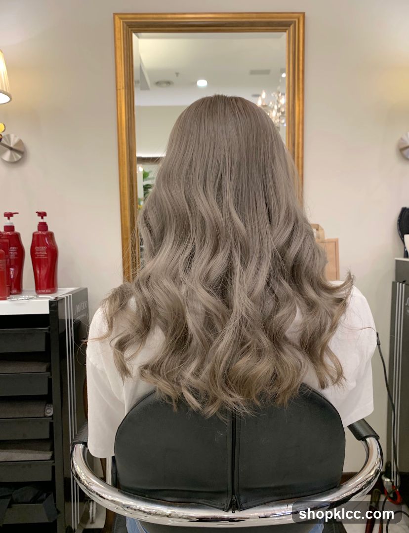Salon Interior with Grey Wavy Hair