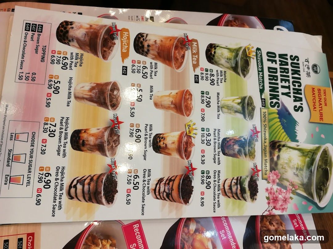 Sukichai's Variety of Drinks Menu