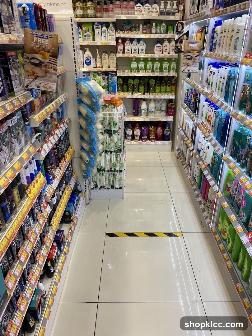 Aisle in a store with personal care products