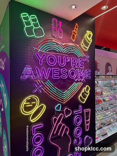 Neon Wall Art in Cosmetics Store