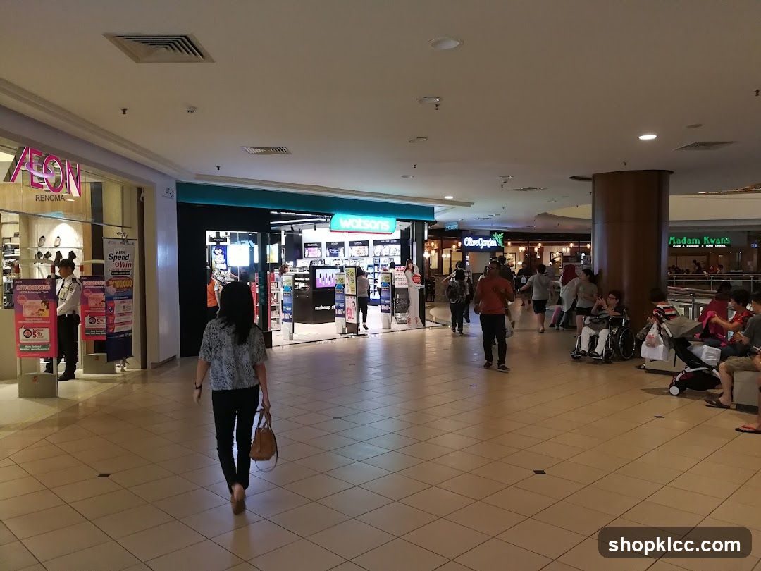 Mall Interior with Shops and Shoppers