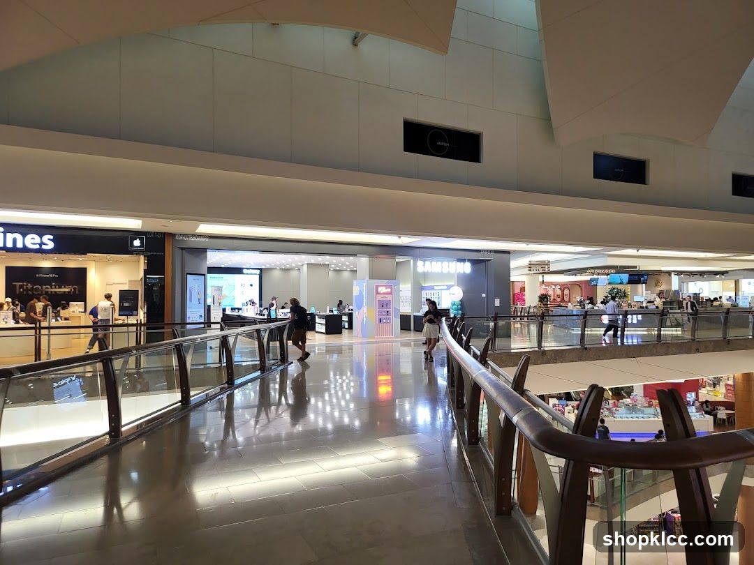 Mall interior with storefronts