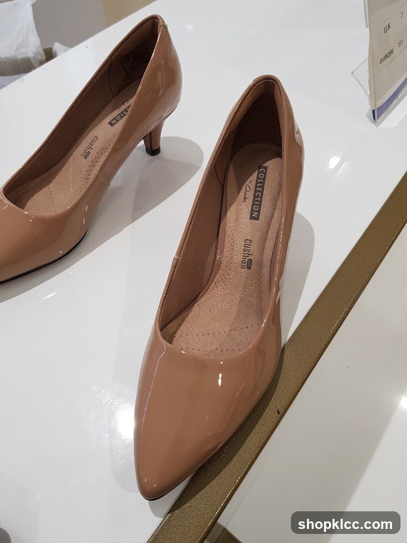 Beige Patent Heels Display