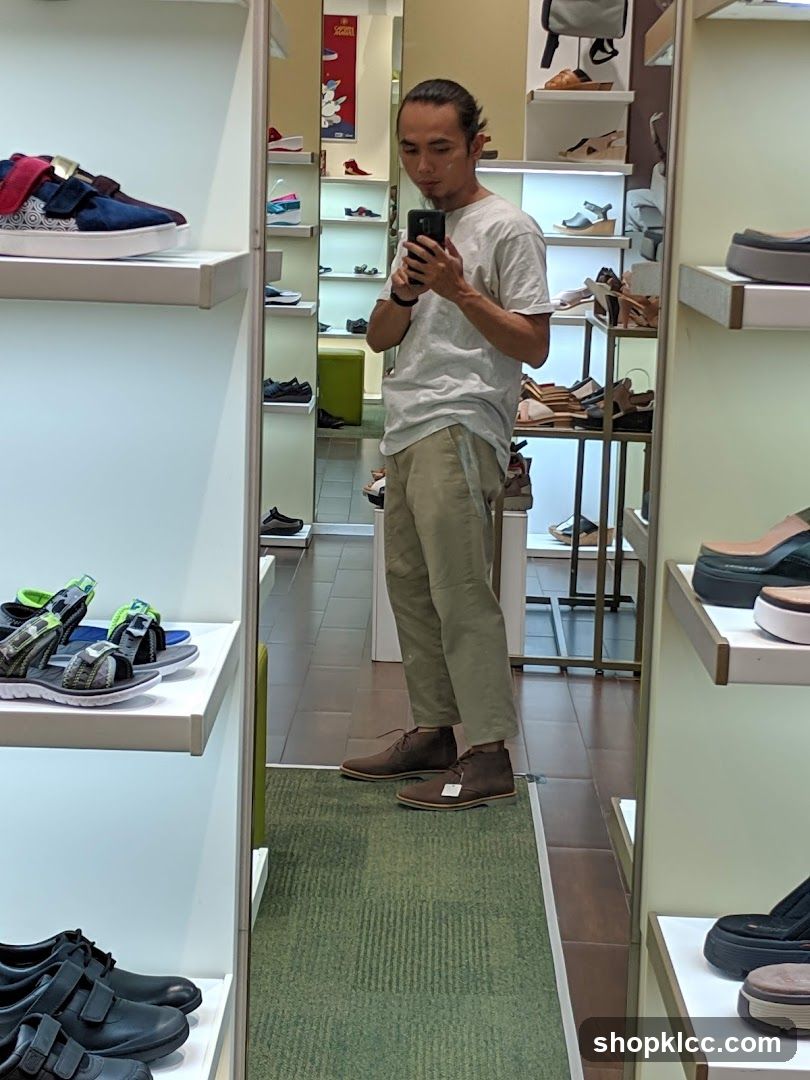 Mirror selfie in shoe store