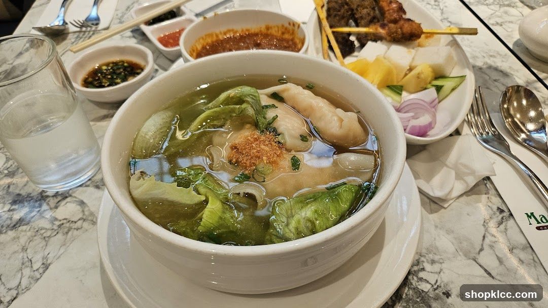 Dumpling Soup with Satay and Sides