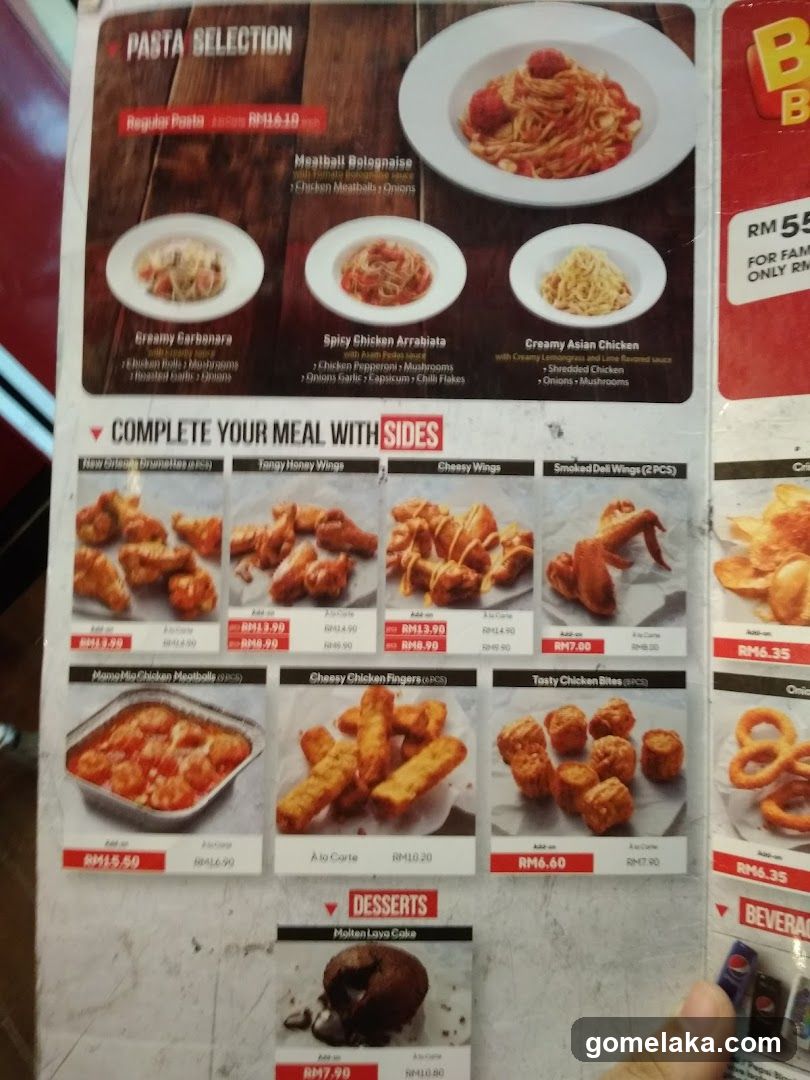 Pasta Selection and Sides Menu