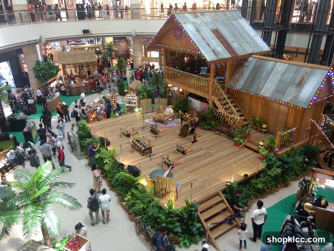Indoor Market with Traditional Stalls and Stage