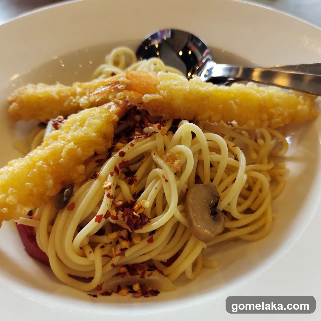 Pasta Dish with Tempura Shrimp