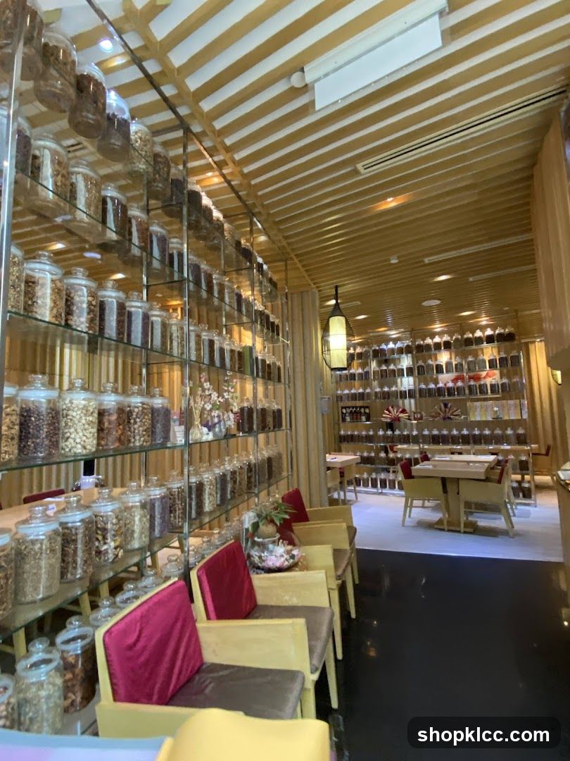 Interior of a shop with shelves of jars