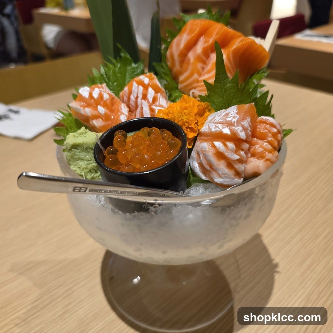 Salmon Sashimi with Ikura