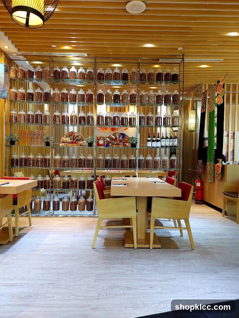 Restaurant Interior with Jars of Ingredients