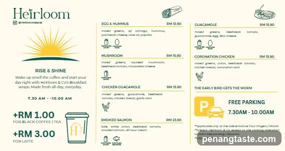 Heirloom Breakfast Wraps Menu