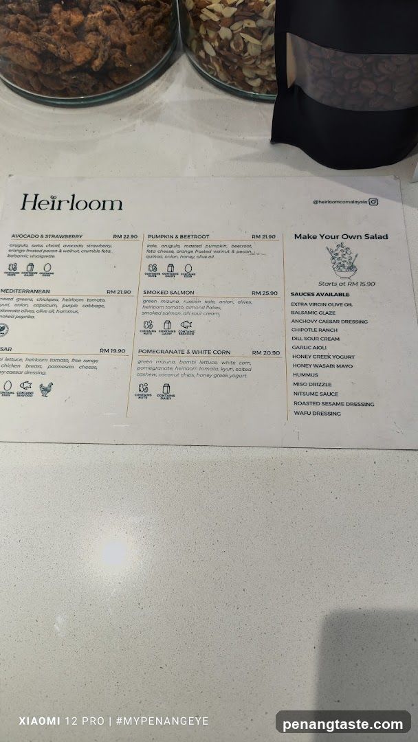 Heirloom Menu