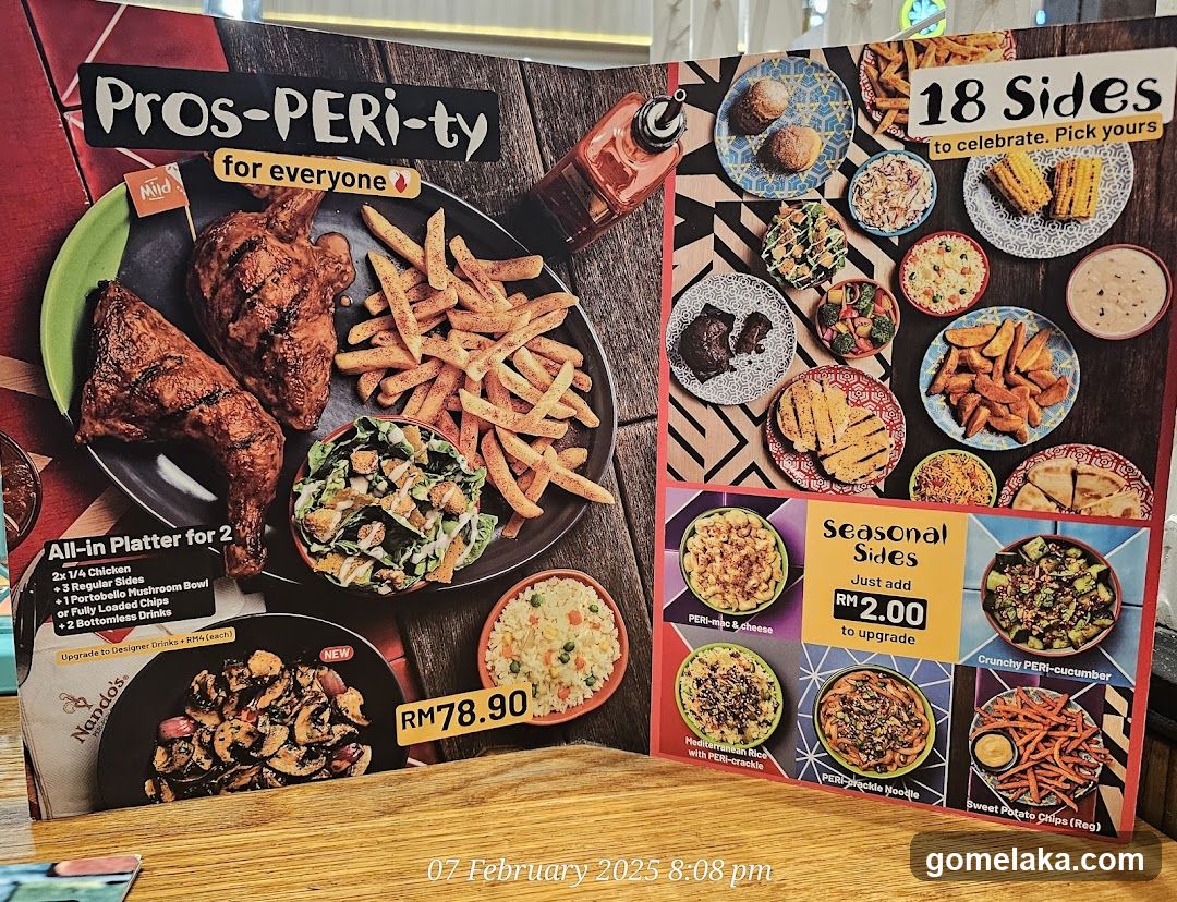 Nando's Menu Display