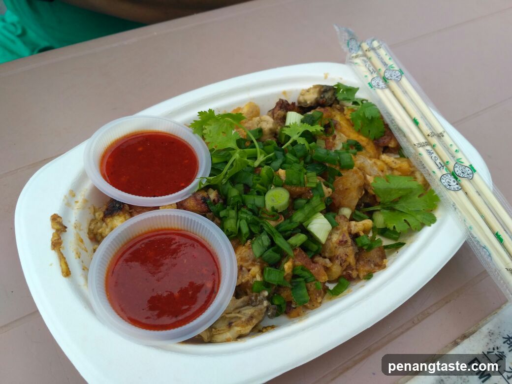Oyster Omelette with Chili Sauce