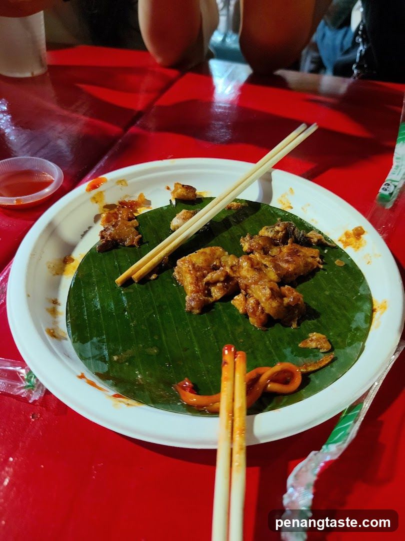 Food on a banana leaf