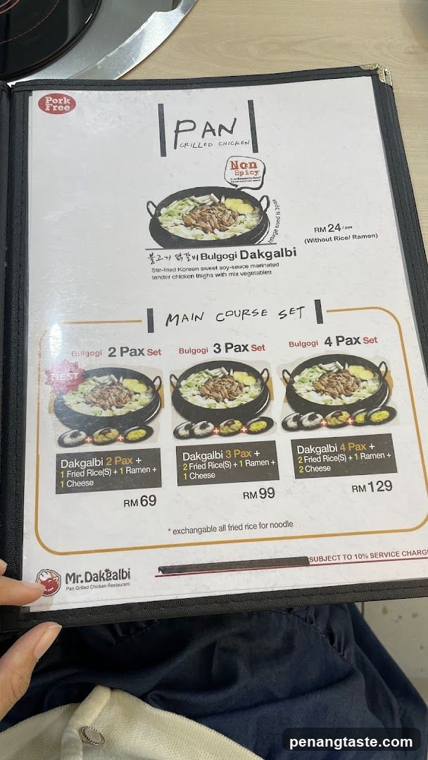Pan Grilled Chicken Menu
