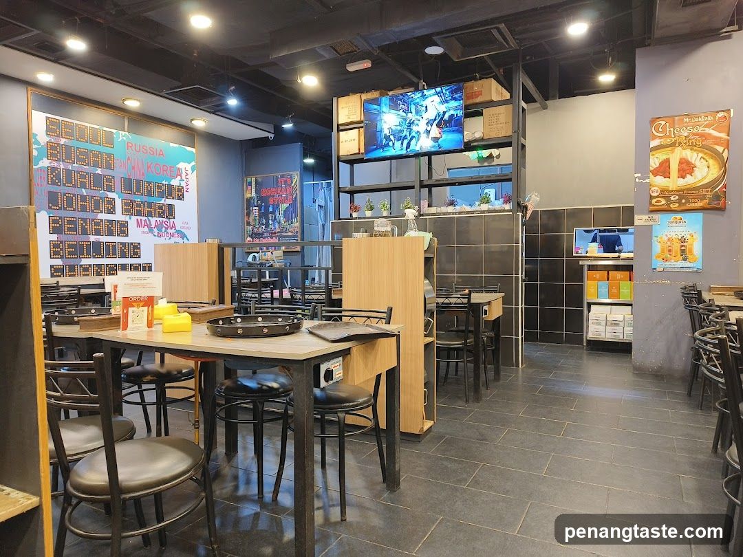 Restaurant Interior with Seating and Decorations