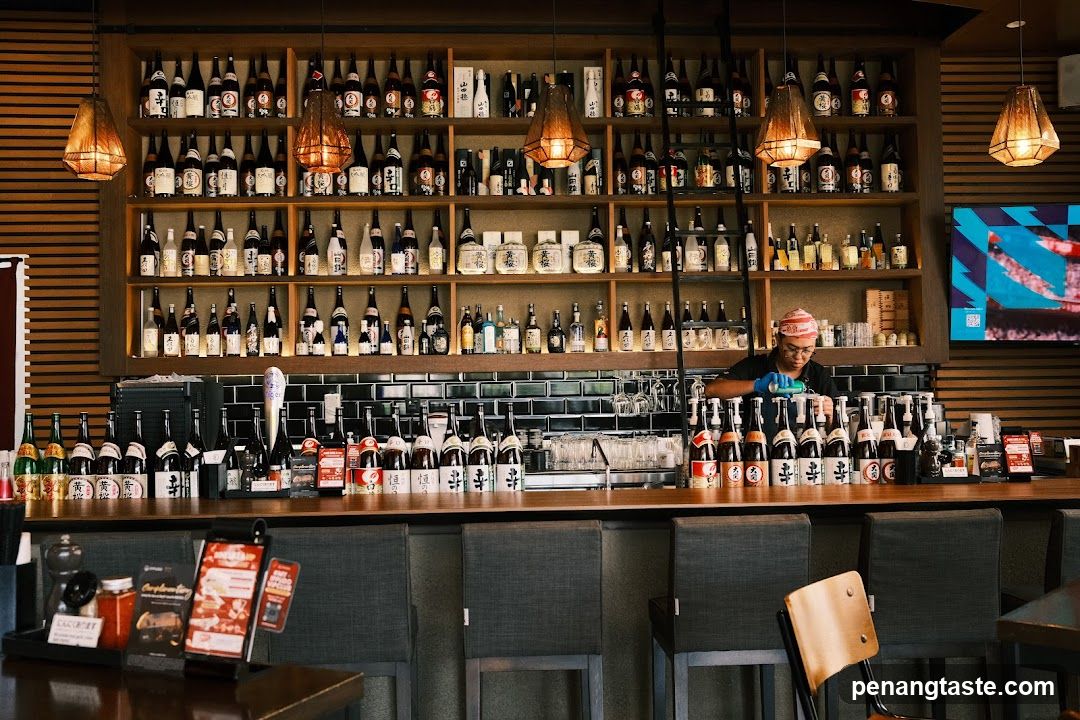 Bar with Shelves of Bottles