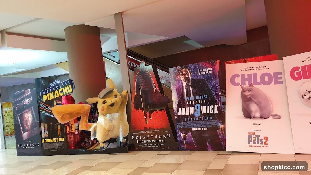 Movie Posters and Pikachu Display