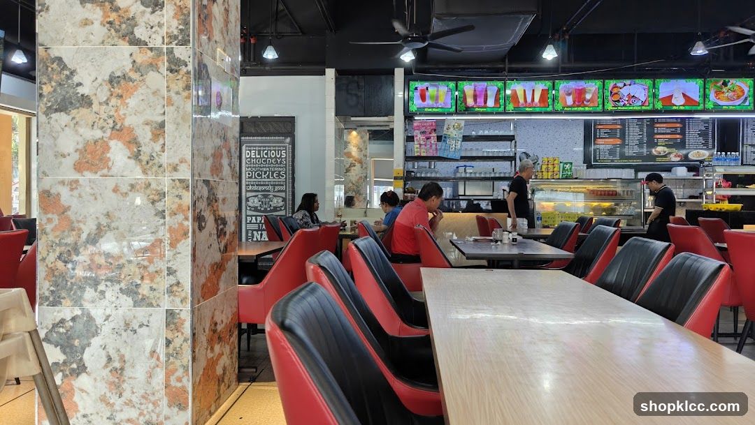 Restaurant Interior with Seating and Menu Displays