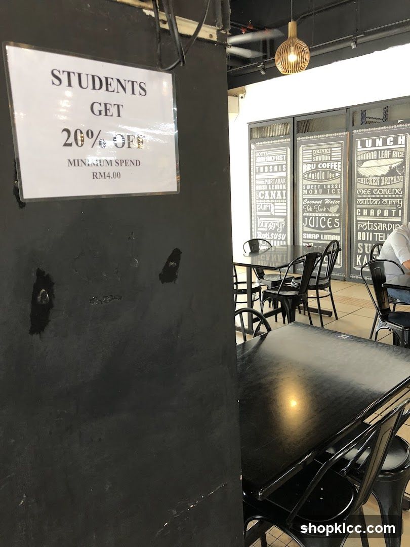 Student Discount Sign and Menu