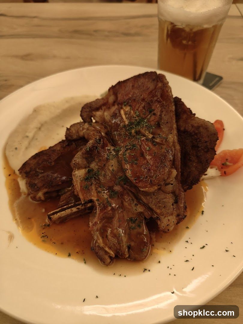 Lamb Chops with Mashed Potatoes and Beer