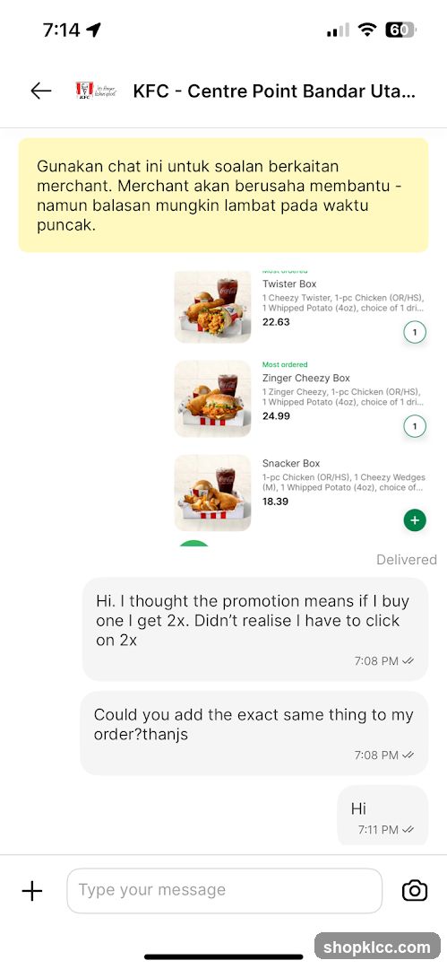 KFC Chat Interface