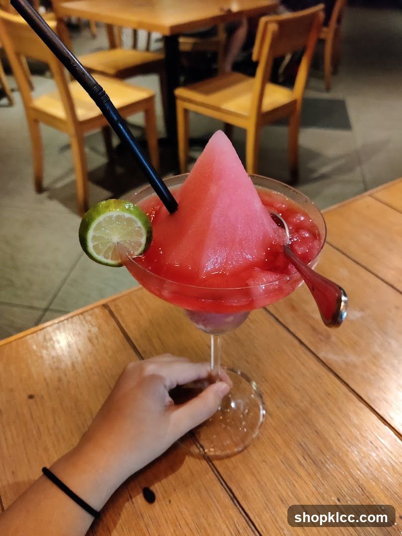 Frozen Drink with Watermelon Pyramid