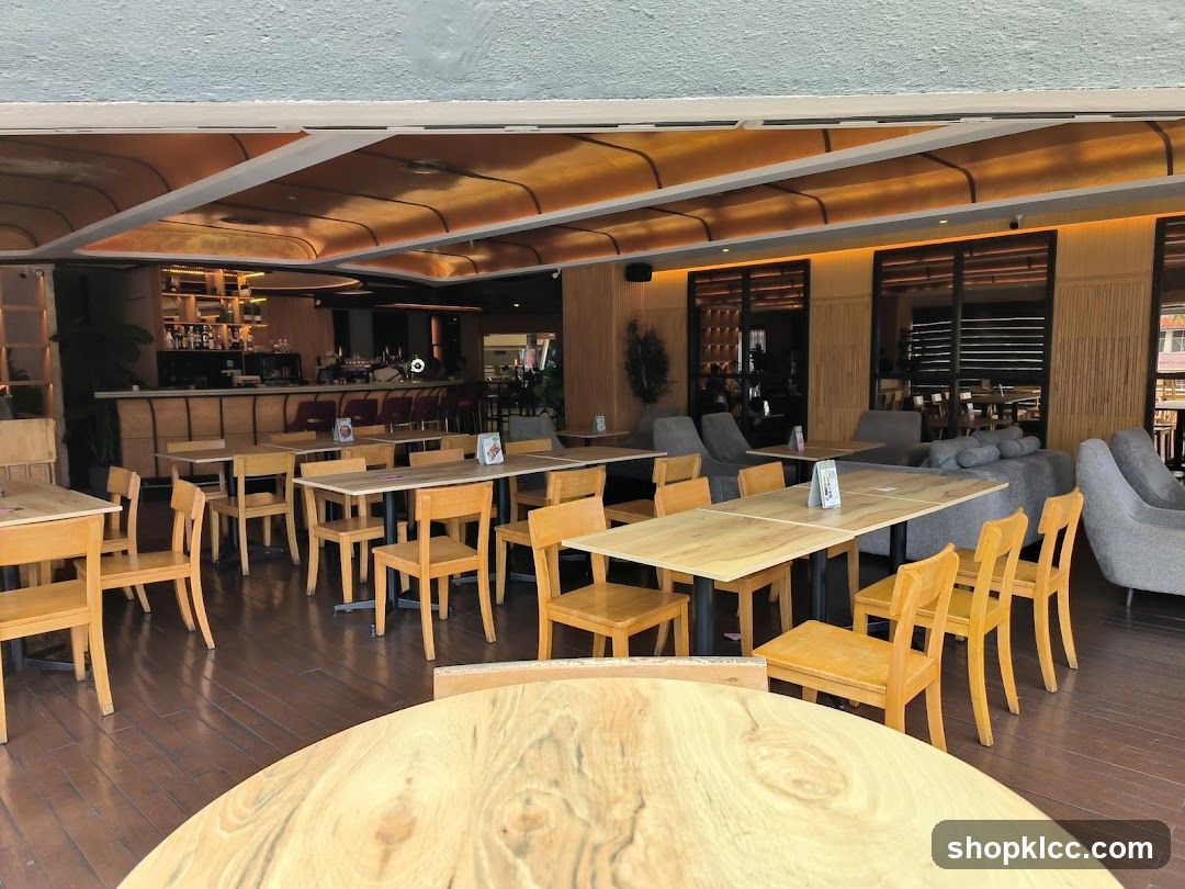 Restaurant Interior with Wooden Tables and Chairs