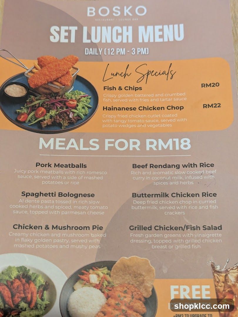 BOSKO SET LUNCH MENU