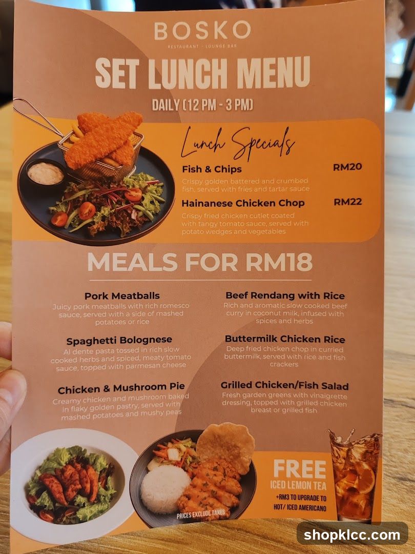 BOSKO SET LUNCH MENU