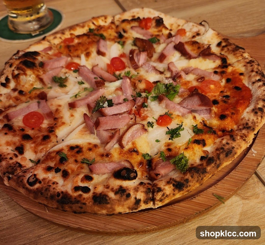 Pizza with Ham and Cherry Tomatoes