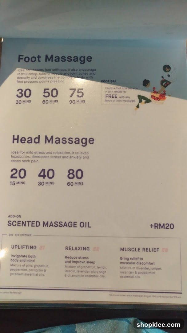 Massage Menu