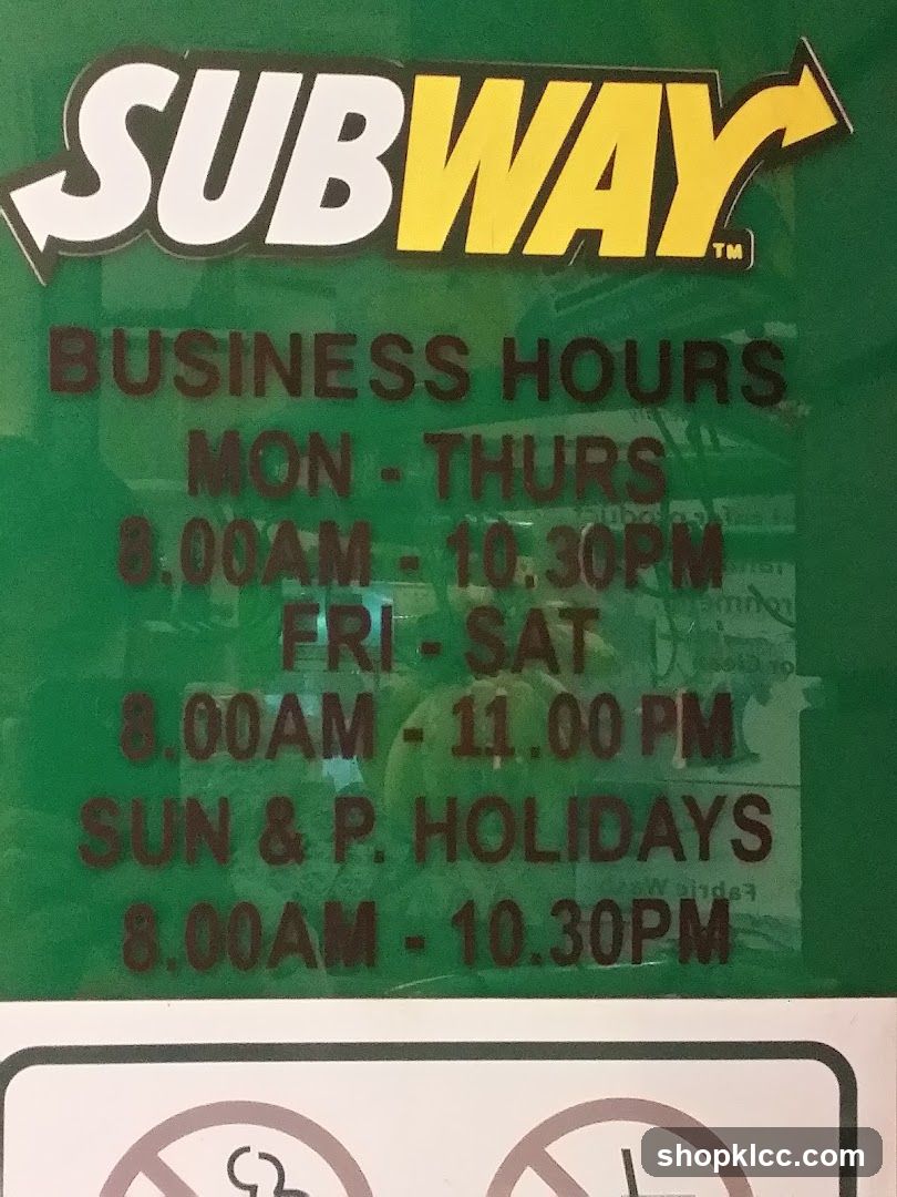 Subway Business Hours