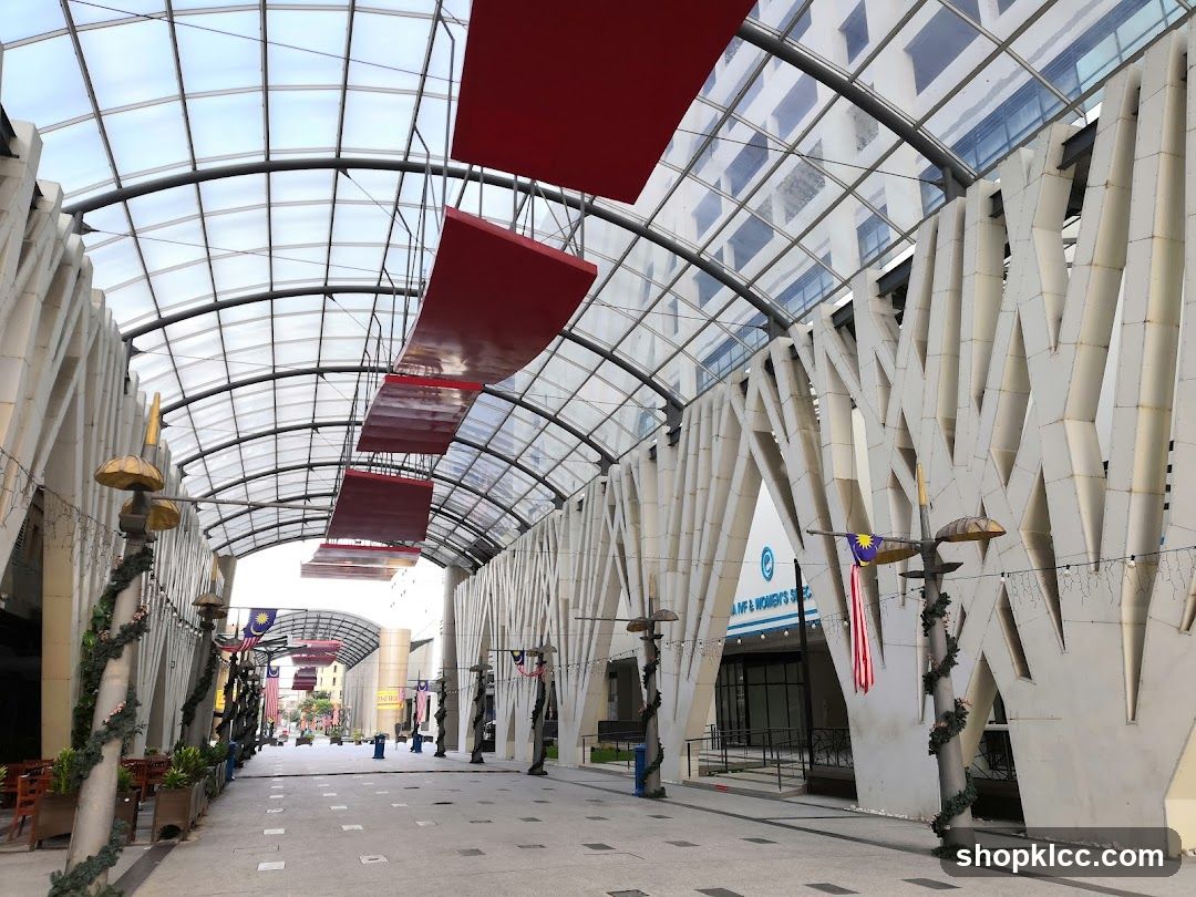 Covered walkway with modern architecture