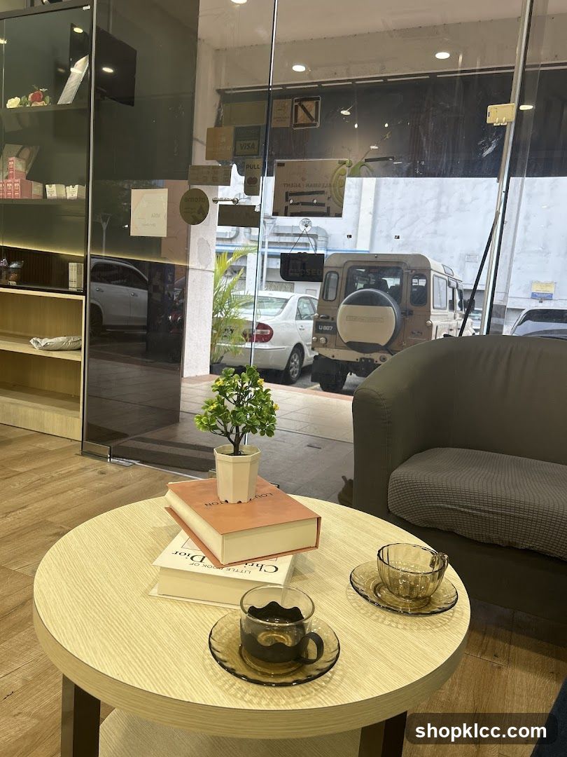 Cozy Seating Area with Coffee Cups