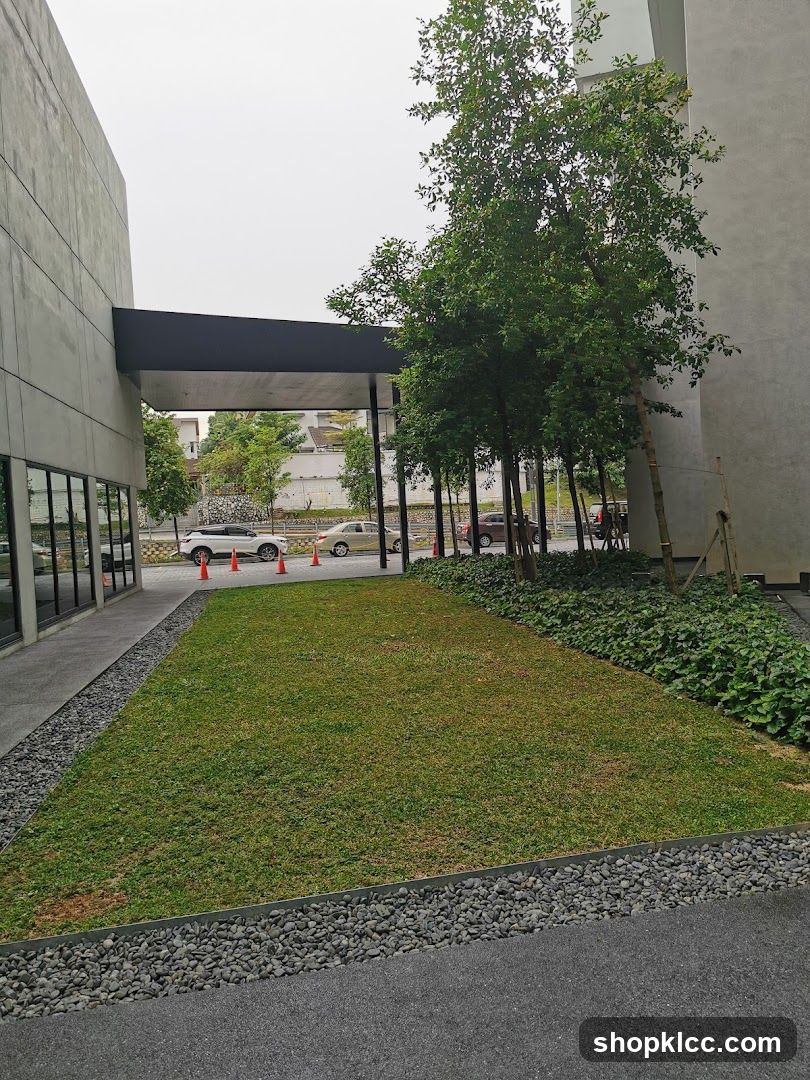Modern Building Exterior with Landscaping