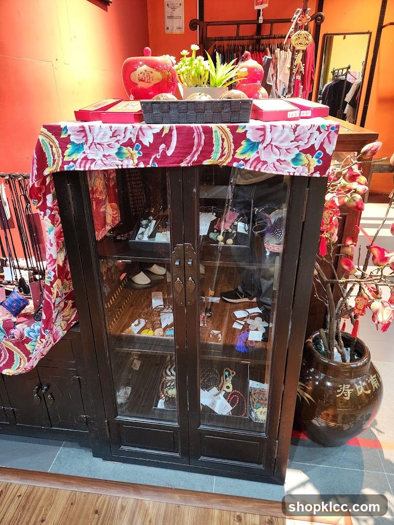 Display Cabinet with Jewelry and Decorations