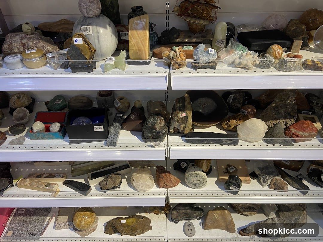 Display of stones and minerals