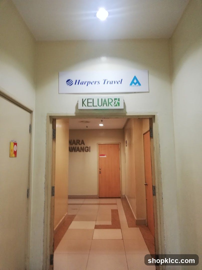 Hallway with Harpers Travel Sign
