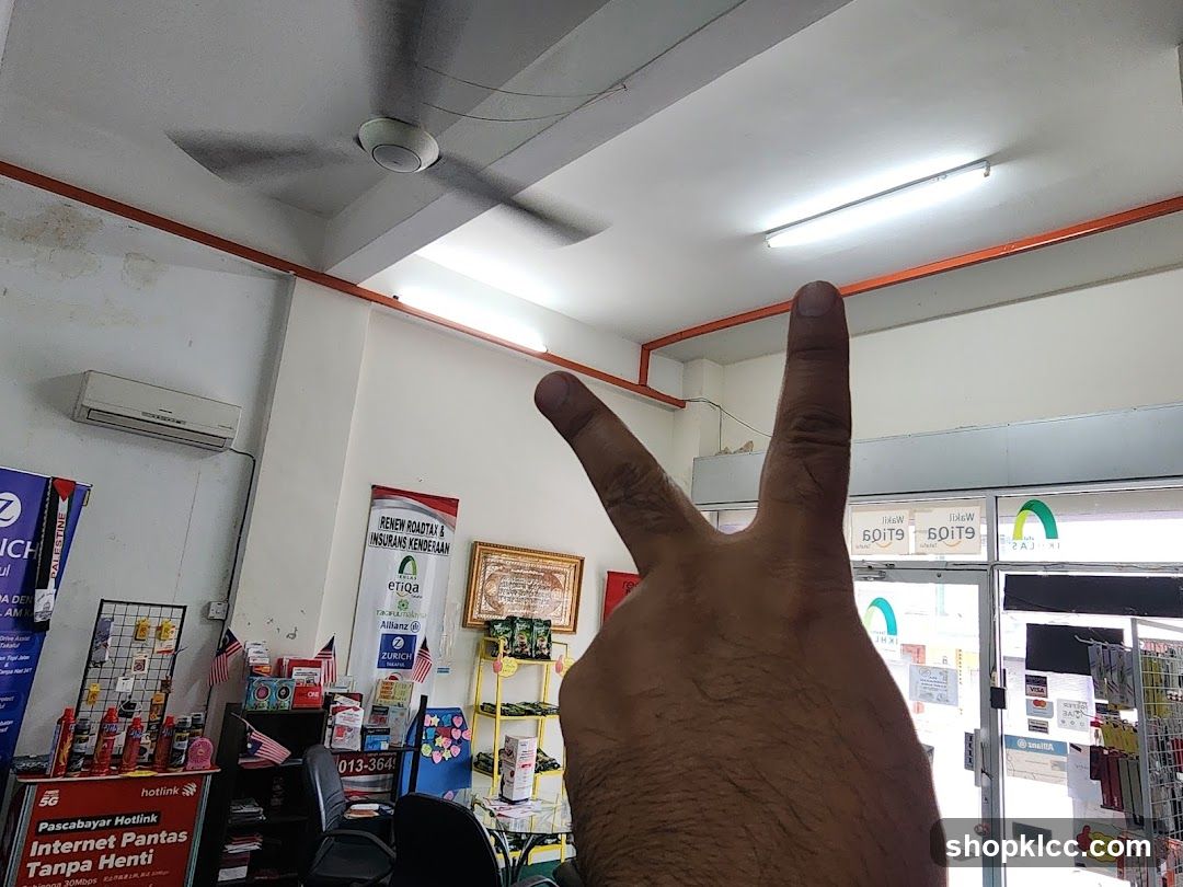 Interior of a shop with promotional materials