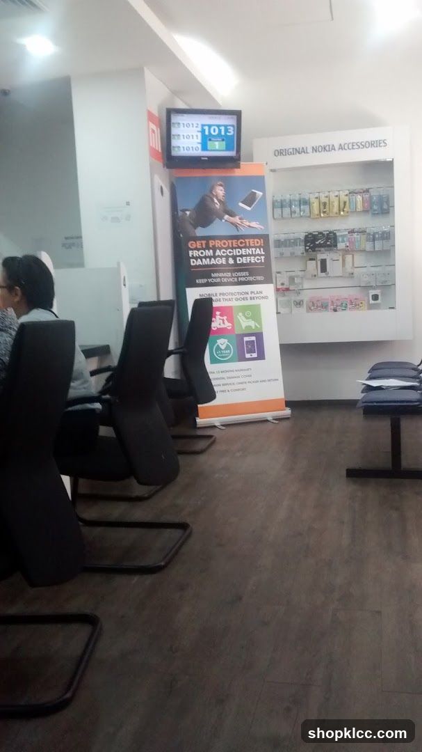 Waiting area with accessories display