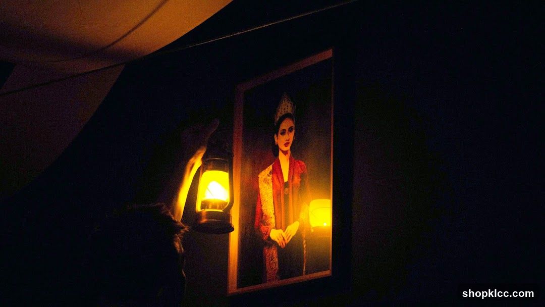 Lantern-lit Portrait in Dark Interior