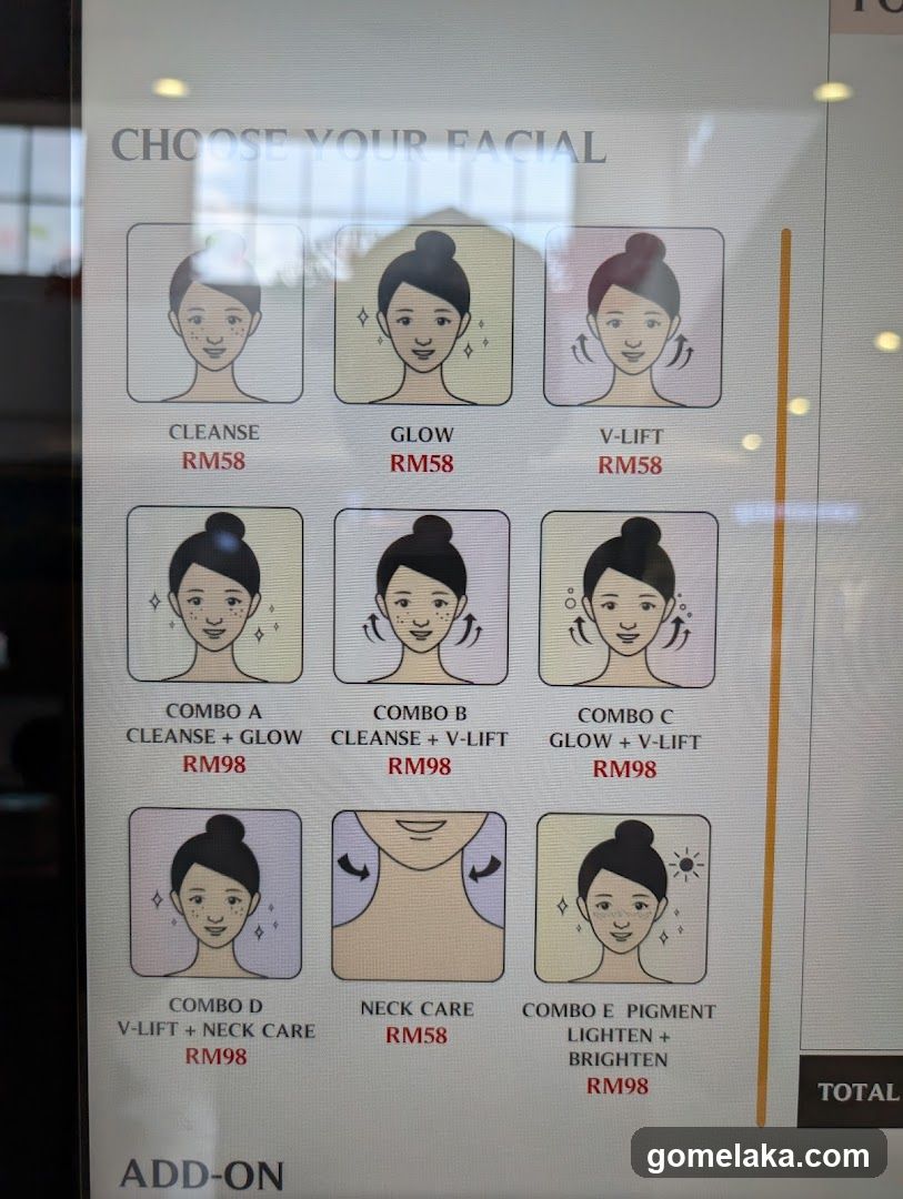Facial Services Menu