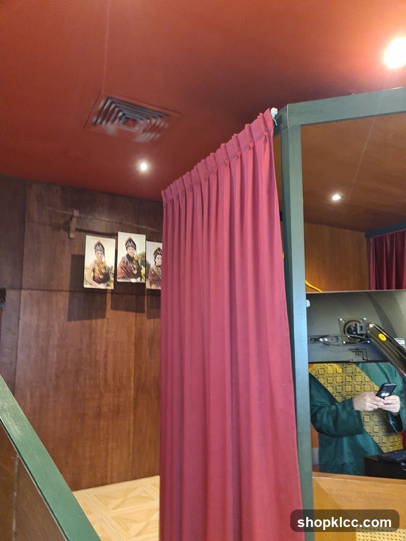 Interior with Red Curtain and Posters
