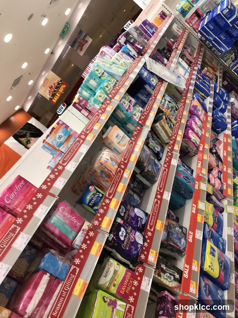 Aisle of personal care products in a supermarket