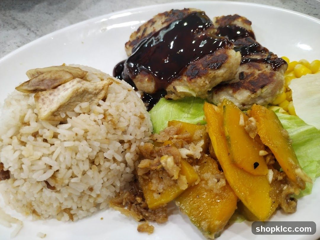 Pork Patties with Rice and Vegetables