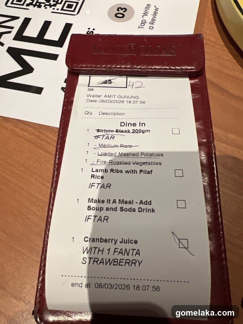 Dine In Receipt